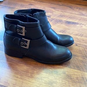 Black buckle booties